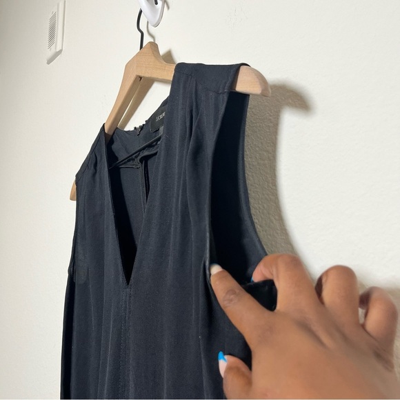 J. Crew Women Crepe Jumpsuit 0 Black Sleeveless V-Neck Minimalist Crop Ankle - Picture 2 of 11